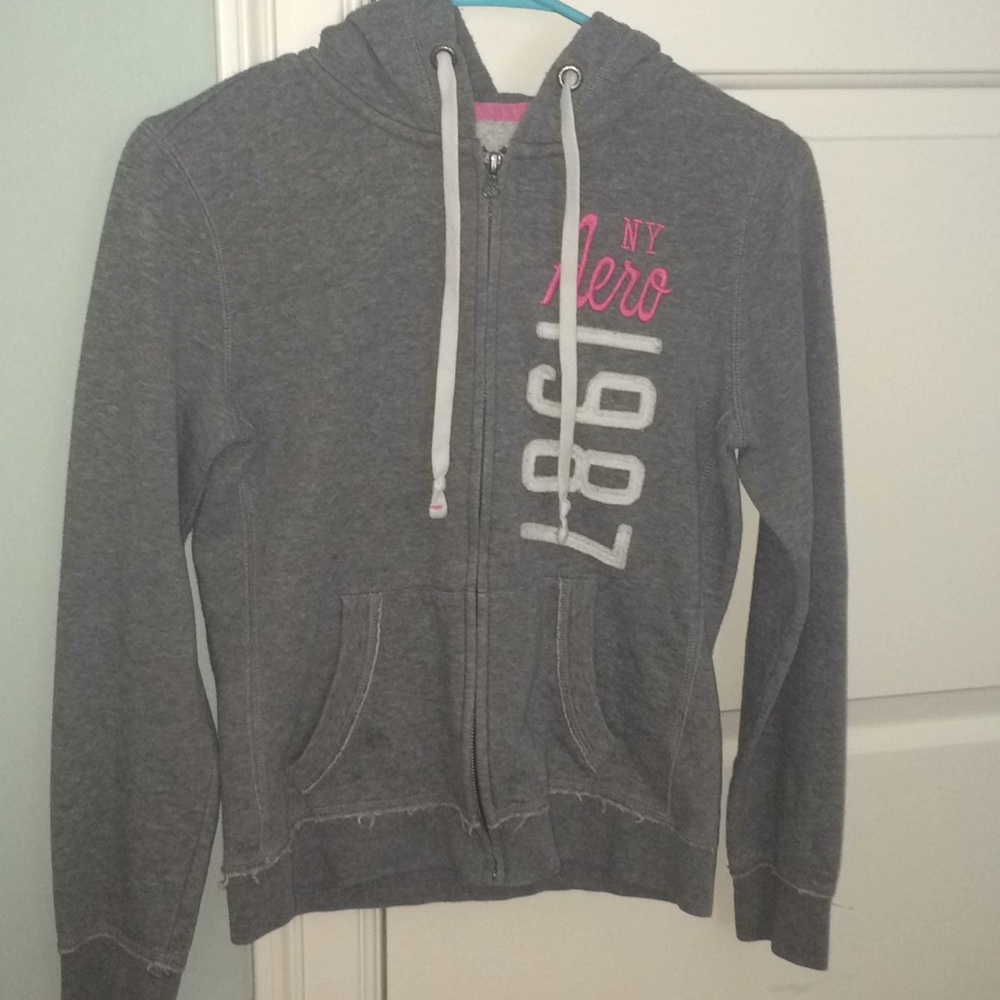 Zip-up Gray Logo Hoodie